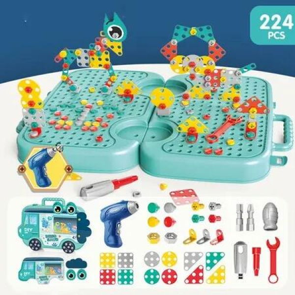 Drill and Screwdriver Set Toy Montessori Educational Toy Set 3D Creative Diy Puzzle Toy Tool Set
