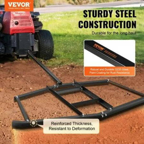 Driveway Drag, 76.57' Width Tow Behind Drag Harrow, Q235 Steel Driveway Grader with Adjustable Bars, Support up to 50 lbs, Driveway Tractor Harrow for ATVs, UTVs, Garden Lawn Tractors