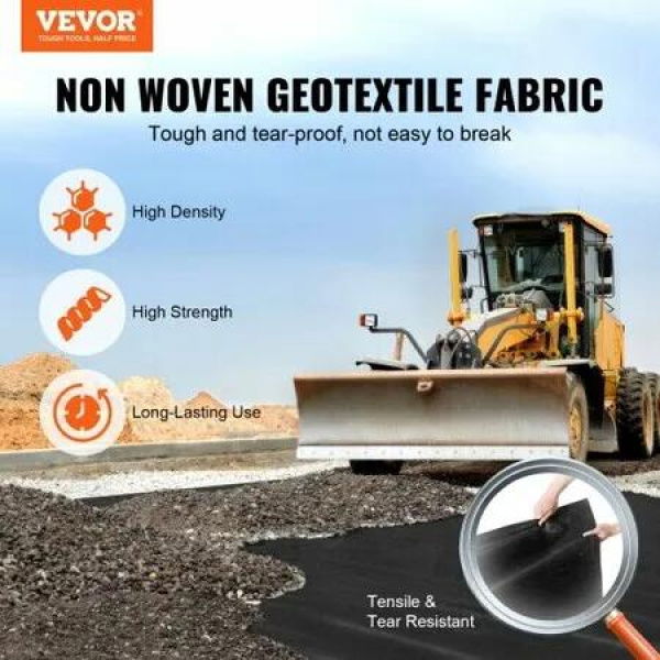 Driveway Fabric, 1*50m Non Woven Geotextile Fabric, Heavy Duty Garden Weed Barrier Fabric, 4.43OZ Landscape Fabric, French Drains Drainage Fabric, Ground Cover Weed Control Fabric,3.28 x 164 ft