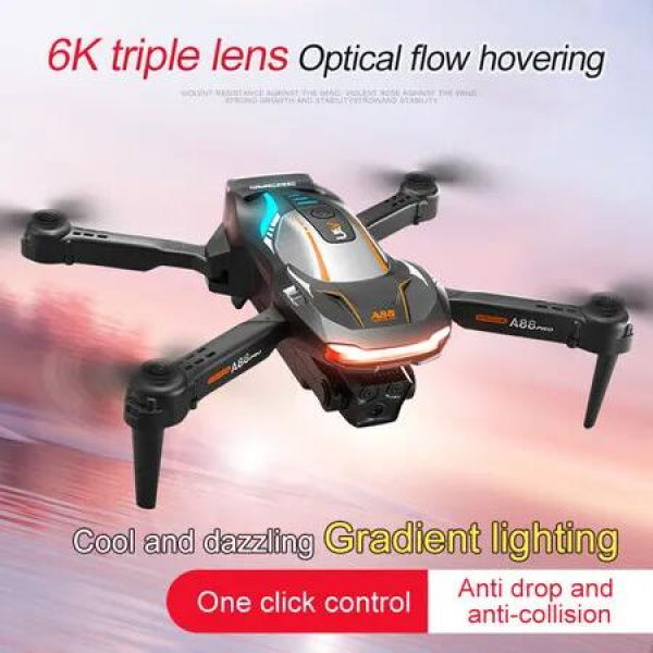 Drone 6K Dual Camera WIFI GPS Quadcopter Obstacle Avoidance Remote Control Aerial Photography Black Foldable