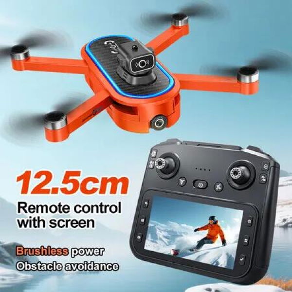 Drone RC 4K Dual Camera Quadcopter Kids 3D Flips Obstacle Avoidance Trajectory Flight with Screen Remote Control Outdoor Play Activity Color Orange