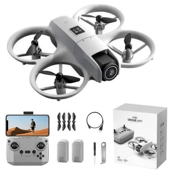 Drone with HD Camera for Men Women, 360 Degree Rolling Intelligent Obstacle Avoidance One Key Takeoff, Landing, Headless Mode 2 Batteries
