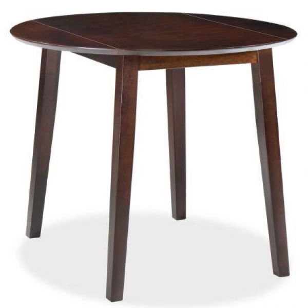 Drop-leaf Dining Table Round MDF Brown