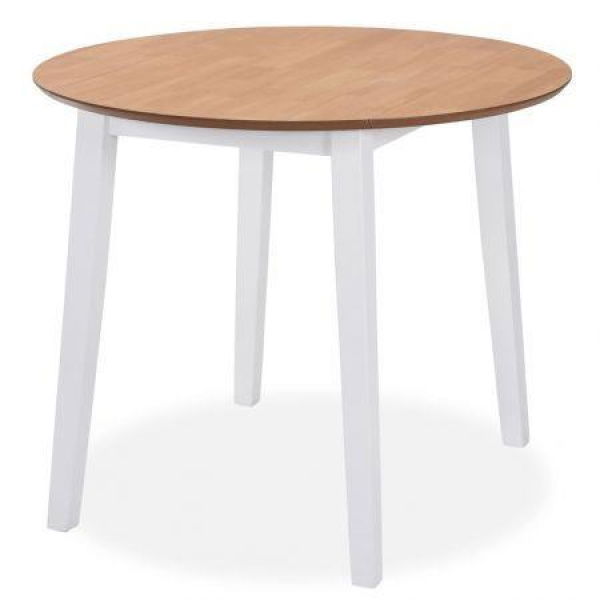 Drop-leaf Dining Table Round MDF White