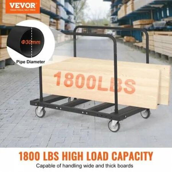 Drywall Cart 1800 LBS Panel Dolly Cart with 45.28' x 29.13' Deck and 5' Swivel Wheels Heavy-Duty Drywall Sheet Cart Handling Wall Panel Sheetrock Lumber