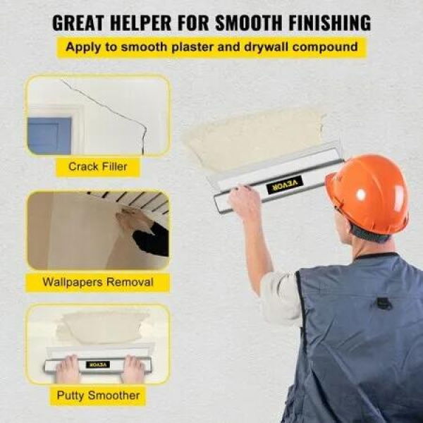 Drywall Skimming Blade Set,10'+16' +24' Blades,European Stainless Steel Construction Knife, Aluminum Blade Profile Smoothing Knockdown Spatula for Gyprock/Drywall/Wall-Board