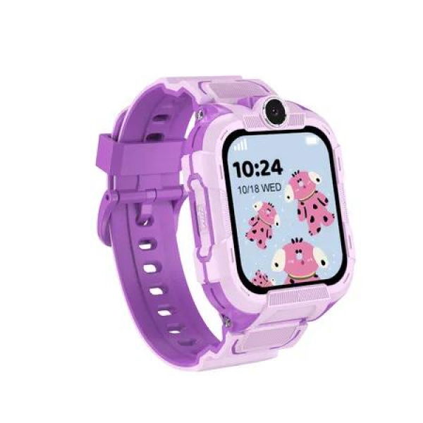 Dual Cameras SOS Call Smartwatch 2-Way Video Smart watch Group Chat Remote Listen Geofence Alerts Step Tracker Kids Children Christmas Gift COL Purple