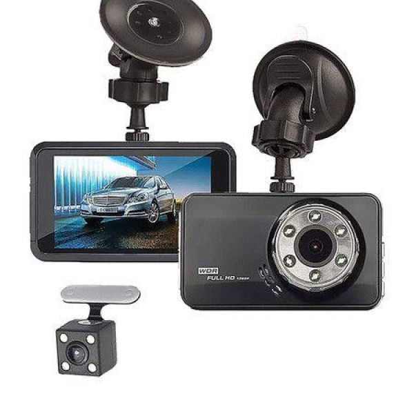 Dual Dash Cam 1920x1080P FHD Front And Rear Driving Recorder With G-Sensor 170 Degree Wide Angle Loop Recording 3 Inch LCD Display