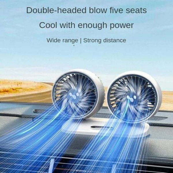 Dual Head Car Fan 360 Degrees All-Round Adjustable In Car Dashboard Air