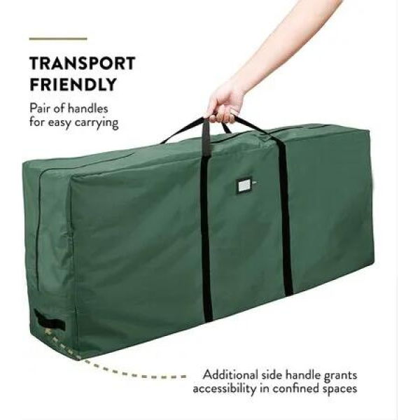 Durable Christmas Tree Storage Bag with Handles and Dual Zipper (165 x 38 x 76 CM Green)