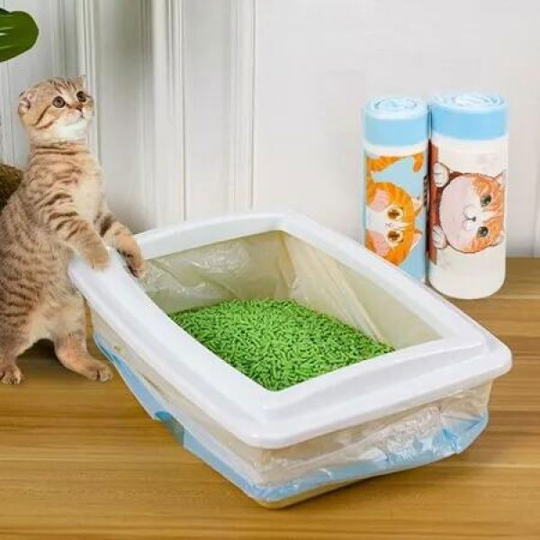 Durable Leak-Proof Litter Pan Liners with Drawstrings for Medium to Extra Large Litter Boxes (64x40cm 20 Pack)