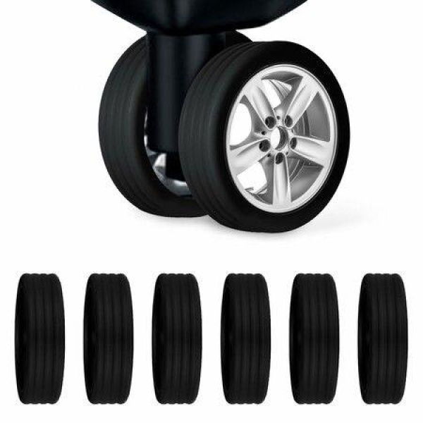 Durable Luggage Wheel Protectors 8-Pack Colorful Silicone Anti-Shock Noise-Reducing Suitcase Wheel Covers for Carry-On Luggage Black