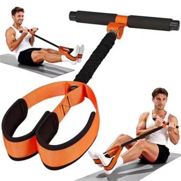 Durable Pedal Resistance Band with Handle,Thickened Latex Tubes and Soft Foam Fabric Foot Pedal,Sit Up Exercise Equipment for Abdomen,Core(Orange)
