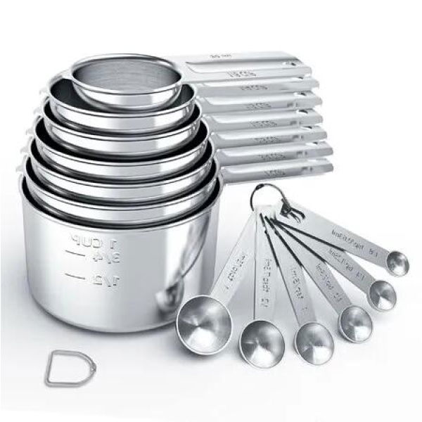 Durable Stainless Steel Measuring Cups and Spoons Set (13 Pieces) - Precision Cooking and Baking Essentials