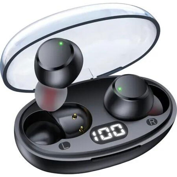 Ear Buds Mini Wireless Earbuds Bluetooth 5.3 Headphones with LED Power Display Charging Case Light-Weight Earbud IPX7 Waterproof Earphones Stereo In Ear Headsets with Mic for Running Workout Gym TV PC