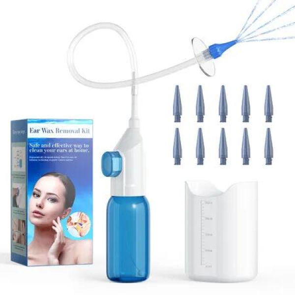 Ear Wax Removal Tool, Ear Cleaning Kit, Manual Ear Irrigation Washing System, Safe and Effective for Cleaning Ear Wax Buildup