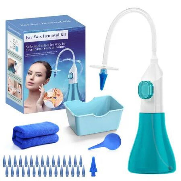 Ear Wax Removal Tool, Manual Ear Irrigation Washing System, Ear Cleaning Washer Kit, Safe and Effective Ear Cleaner for Men and Women