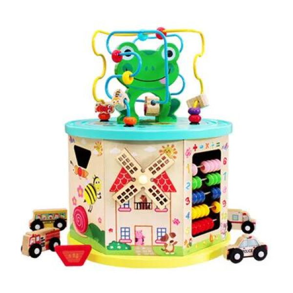 Early Childhood Education Wooden Multifunctional 7 Sided Treasure Box Beads ParentChild Interactive Toy