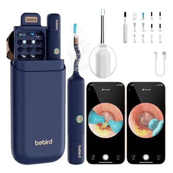 Earsight Plus Ear Wax Removal Tool Camera with HD Visual Otoscope, Smart WiFi Earwax Cleaner Kit, Safe Tools for Men Women and Kids, Blue
