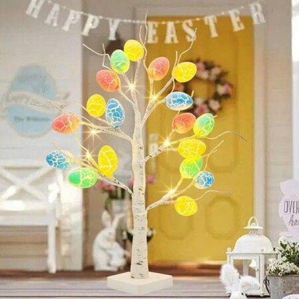 Easter Decorations Lighted Easter EggBattery Powered Adjustable Branches Artificial Twig Tree For Bedroom Home Centerpiece Decor