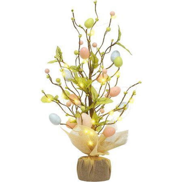 Easter Decorations Pre-Lit Easter Egg Table Topper With Delicate Oranities For Home Easter Tree Table Decorations