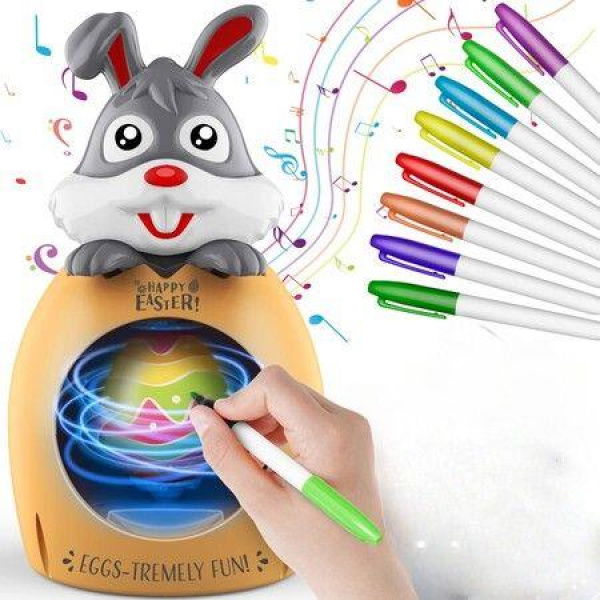 Easter Egg Decorating Spinner Kit For Kids Easter Basket Stuffers Easter Party Art And Craft Bunny Easter 8 Pens 3 PCS Plastic Eggs