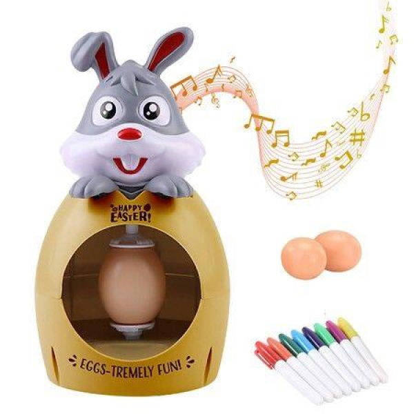 Easter Egg Decorating Spinner With Music Eggs Pens Kids Gift Plastic Holidays Children Play Arts And Crafts Grey Rabbit And Brown Egg