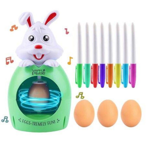 Easter Egg Decorating Spinner With Music Eggs Pens Kids Gift Plastic Holidays Children Play Arts And Crafts White Rabbit And Green Egg