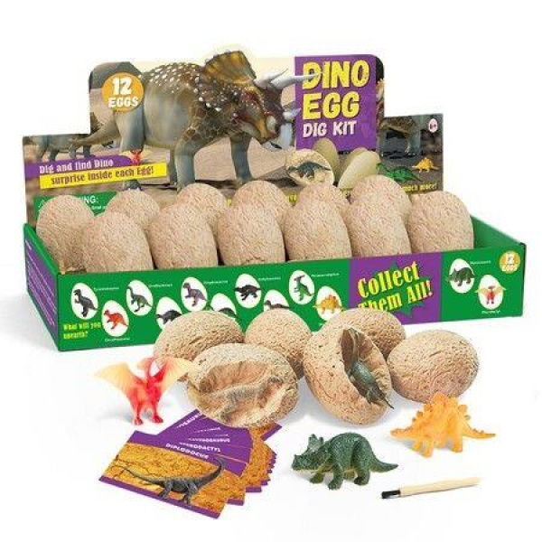 Easter Egg Dig Kit with 12 Dinosaur Toys for Kids Archaeology Science STEM Activity for Exciting Excavation Fun