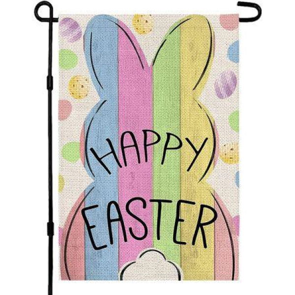 Easter Garden Flag Floral Rabbit Double Sided Vertical Rustic Farmhouse Yard Outdoor Seasonal Decoration 12x18 Inch