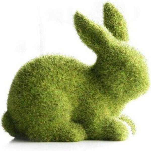 Easter Moss Rabbit Figurine Faux Artificial Moss Rabbit Flying Rabbit