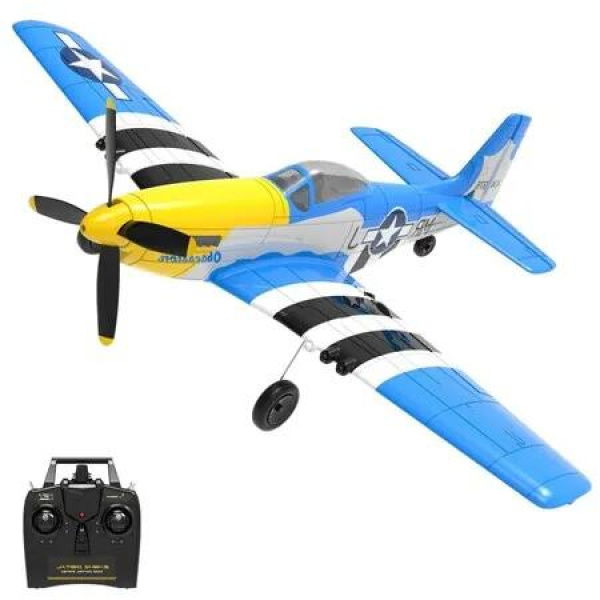 Easy-to-Fly RC Plane for Beginners: 2.4Ghz P51D Mustang with Gyro Stabilization (Blue)