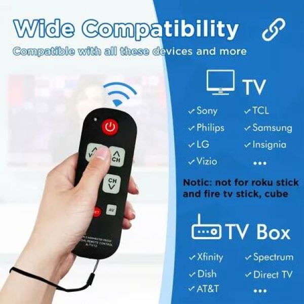 Easy-to-Use TV Remote for Seniors and Kids: Large Buttons, Universal Compatibility, and Enhanced Accessibility