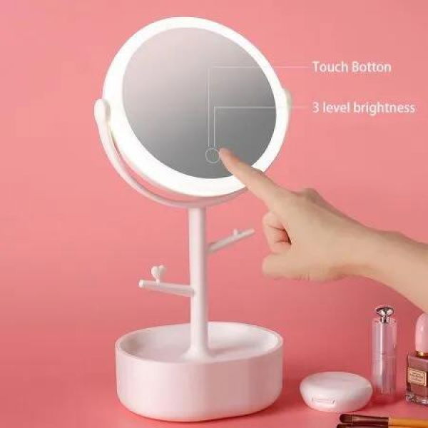 Ecoco Smart LED Light Cosmetic Makeup Mirror USB Touch Screen Home Desk Vanity 360æŽ³ Pink