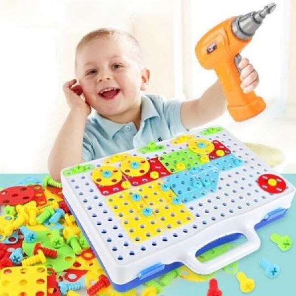 Educational Assembled Building Blocks Electric Drill Toy For Kids