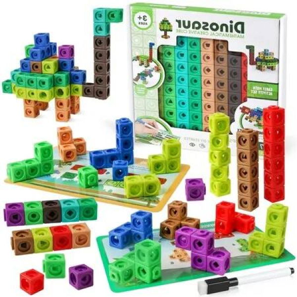 Educational Snap Linking Blocks and Activity Cards - Math Counting Cubes for Kindergarten Learning