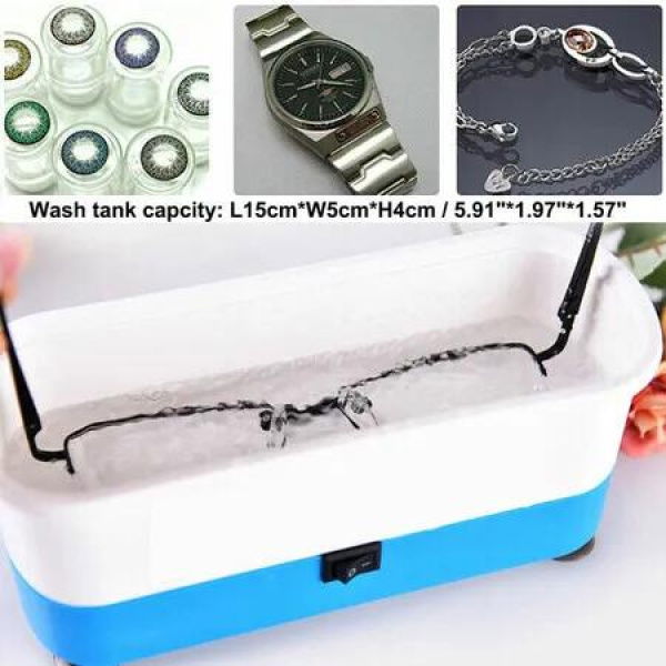 Effortless Cleaning Ultrasonic Jewelry and Denture Eye Glasses Coins Multi-Purpose Cleaner in Vibrant Blue for Sparkling Results