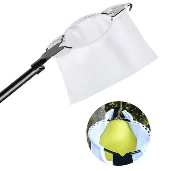 Effortless Fruit Picker Harvesting Pole Tool with Extendable Handle and Protective Fabric Basket - Reach High Branches and Protect Your Fruits Apple,Orange,Lemon,Pear,Pomelo