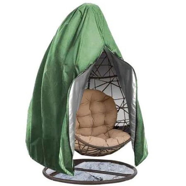 Egg Chair Cover with Zipper,Outdoor Garden Patio Hanging Chair Cover 230x200cm, Waterproof 210D Oxford Fabric Hanging Swing Seat Cover,Green