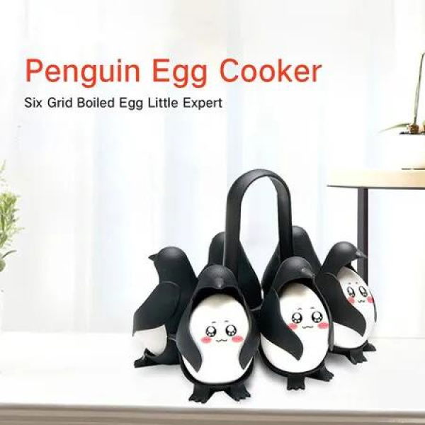 Egguins Egg Holder 3in1 Cook Store Serve Soft Hard Boiled Eggs Cooker Maker Kitchen Cooking Gadget Penguin Shape