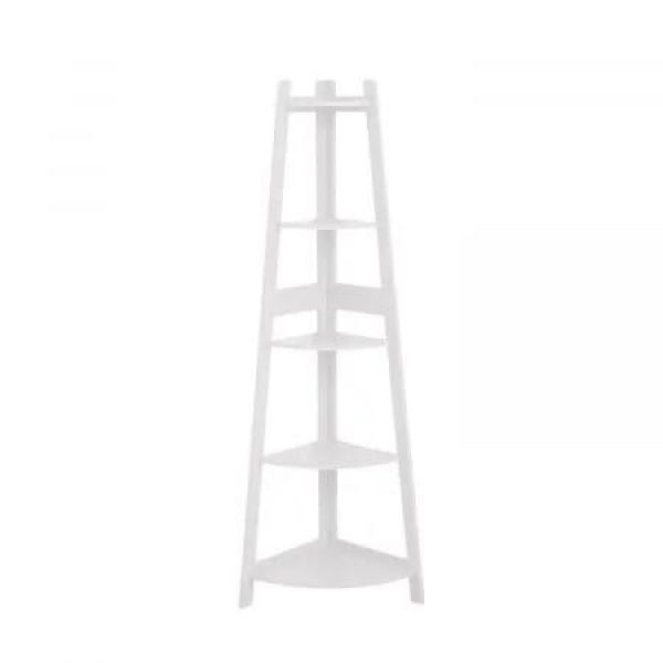 EKKIO 5 Tier Corner Ladder Shelf (White)