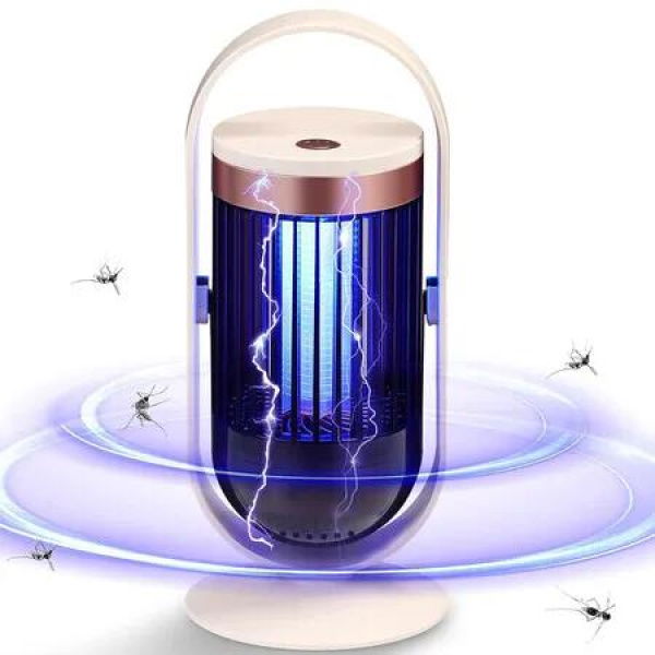 Electric Bug Zapper Outdoor Mosquito Killer Indoor LED Fly Swatter Zapper Purple Light Insect Killer for Home Garden Camping (Beige)