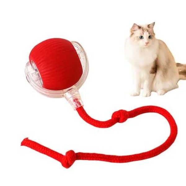 Electric Cat Toy Ball Smart Rolling Pet Kitten Play Activity Self Entertainment Indoor Puzzle Interaction Red Feline Fun Perfect Lovers