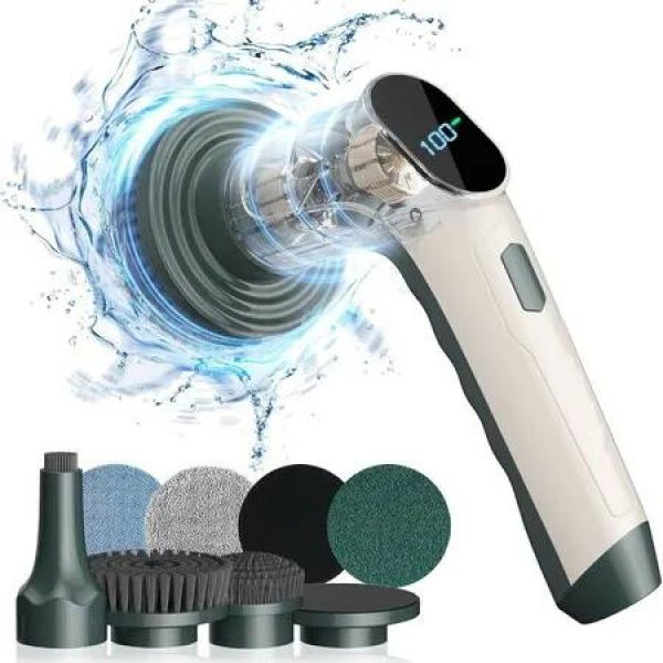 Electric Cleaning Brush Cordless Electric Spin Scrubber with 7 Brush Heads,3 Speeds Power Scrubber Waterproof for Bathroom,Floor,Kitchen,Sink