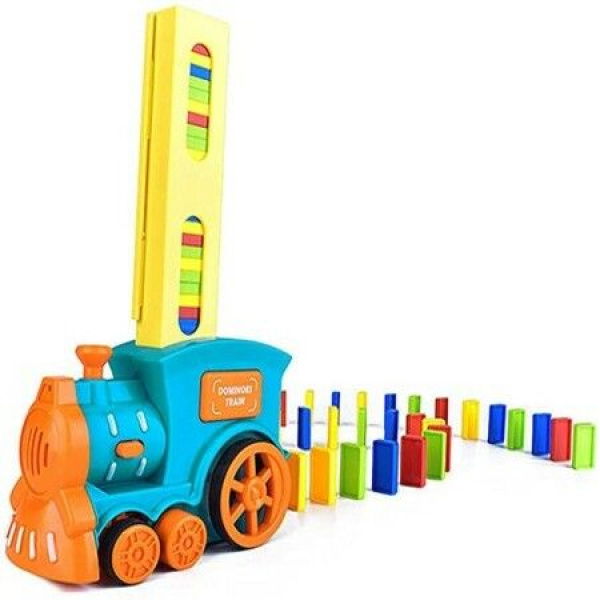 Electric Construction Domino Toys 60pcs Domino Train Blocks Rally Electric Toy Set For Kids