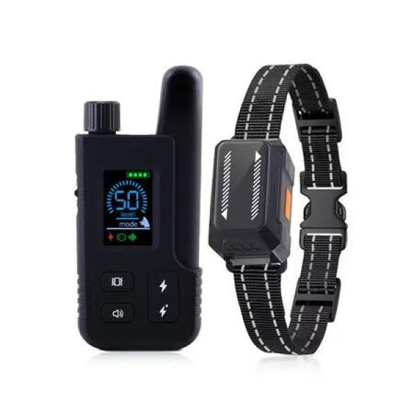 Electric Dog Training Collar Waterproof Rechargeable Bark Stop Device Shock Collars for Dog with Remote Training Beep Vibration Shock(Black)