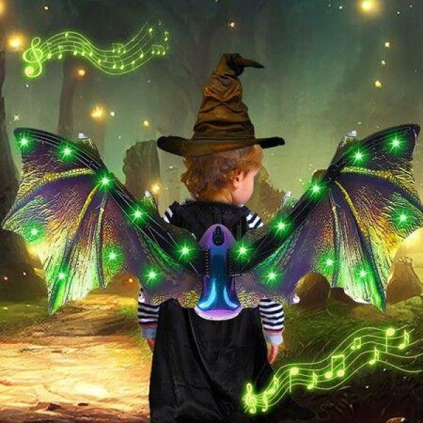 Electric Dragon Wings with LED Lights - Moving Dragon Wings with Music for Boys Man to Cosplay Dress Up Color Green