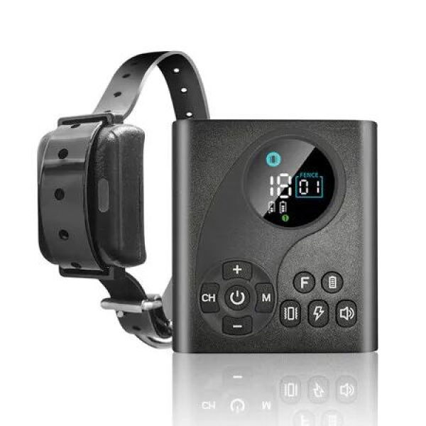 Electric Fence,2 in 1 Wireless Dog Fence Containment System Training Shock Collar with Remote Control Rechargeable Waterproof,Black