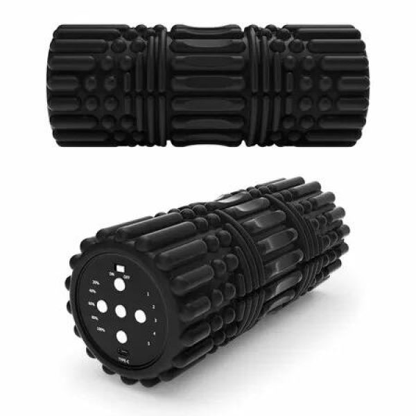 Electric Foam Roller for Deep Tissue Muscle Massager 5 Speeds Vibrating Fitness Yoga Roller with Music(1Pack-Black)