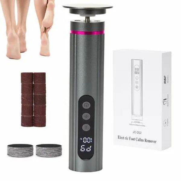 Electric Foot Callus Remover,Adjustable Speed Rechargeable Foot Sander Pedicure Tools for Feet with Sandpaper Disk and Nail Drill Bits,Black